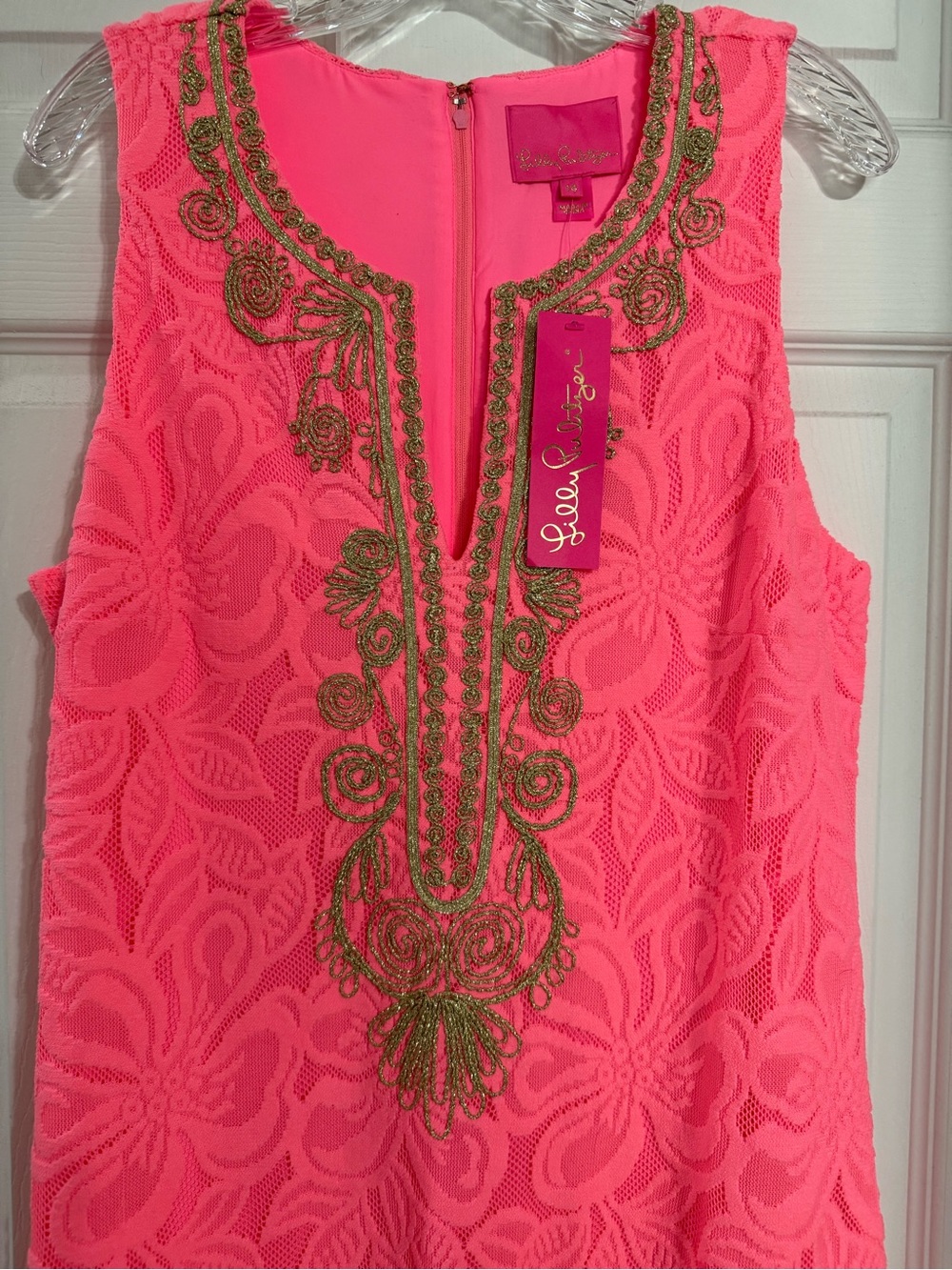 Lilly Pulitzer Carlotta Coral Maxi Dress with Gold Embellished Neckline NWT - Picture 4 of 10